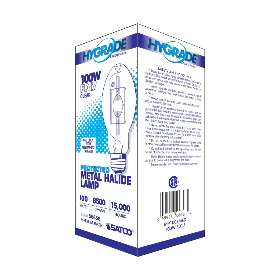 100 Watt - Metal Halide HID - Medium base - ED17 - Clear - 65 CRI - 4000K - Image 6