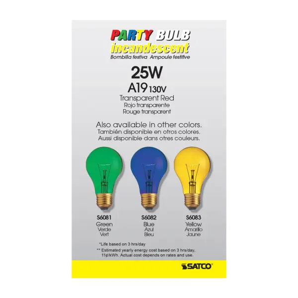 25 Watt A19 Incandescent - Transparent Red - 2000 Average rated hours - Medium base - 130 Volt - Image 4