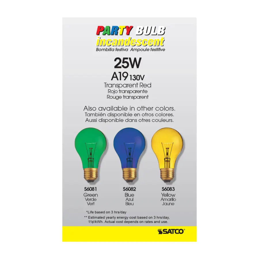 25 Watt A19 Incandescent - Transparent Red - 2000 Average rated hours - Medium base - 130 Volt - Image 4