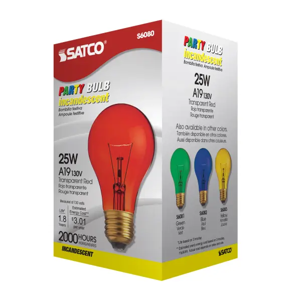 25 Watt A19 Incandescent - Transparent Red - 2000 Average rated hours - Medium base - 130 Volt - Image 6