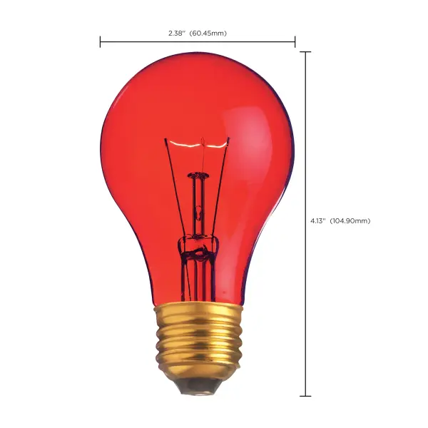 25 Watt A19 Incandescent - Transparent Red - 2000 Average rated hours - Medium base - 130 Volt - Image 8