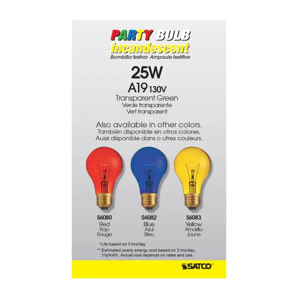 25 Watt A19 Incandescent - Transparent Green - 2000 Average rated hours - Medium base - 130 Volt - Image 4
