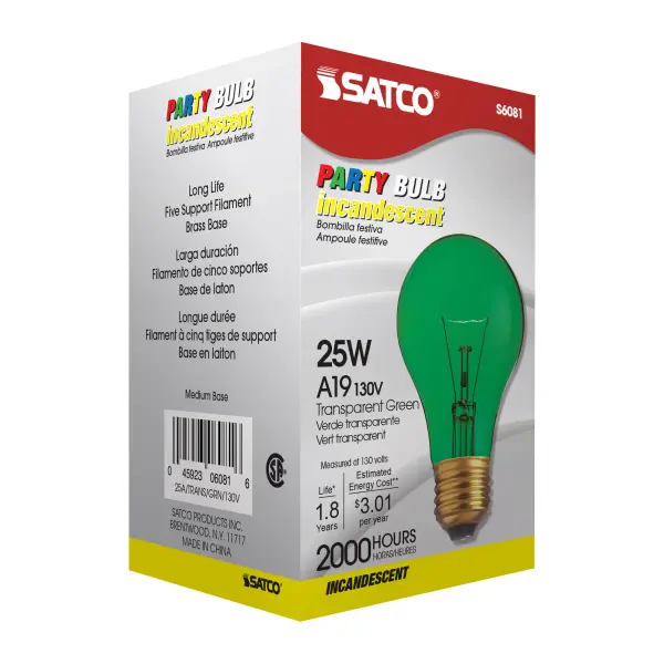 25 Watt A19 Incandescent - Transparent Green - 2000 Average rated hours - Medium base - 130 Volt - Image 7
