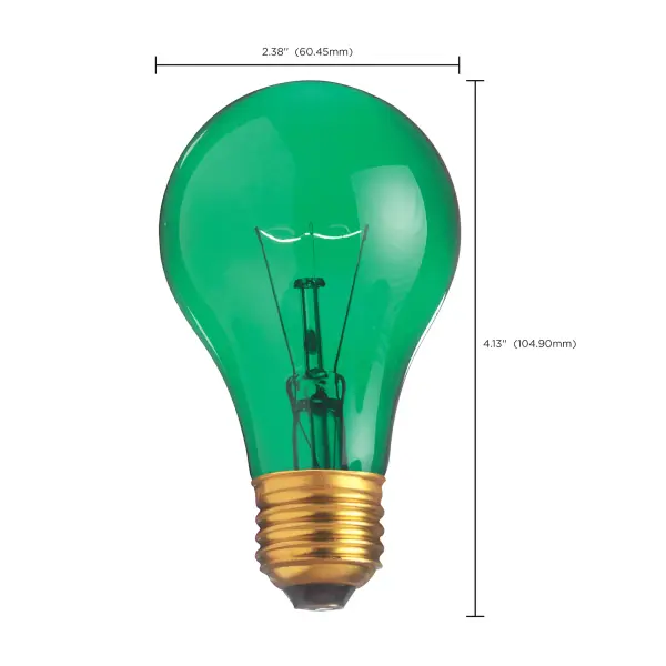 25 Watt A19 Incandescent - Transparent Green - 2000 Average rated hours - Medium base - 130 Volt - Image 8