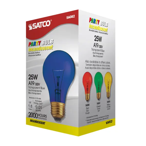 25 Watt A19 Incandescent - Transparent Blue - 2000 Average rated hours - Medium base - 130 Volt - Image 6
