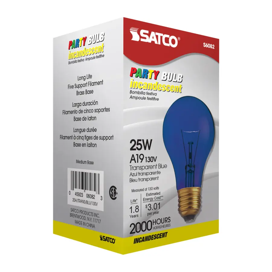 25 Watt A19 Incandescent - Transparent Blue - 2000 Average rated hours - Medium base - 130 Volt - Image 7