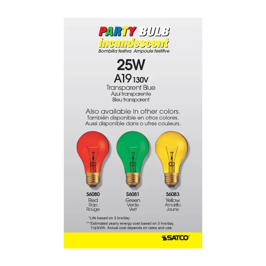 25 Watt A19 Incandescent - Transparent Yellow - 2000 Average rated hours - Medium base - 130 Volt - Image 4
