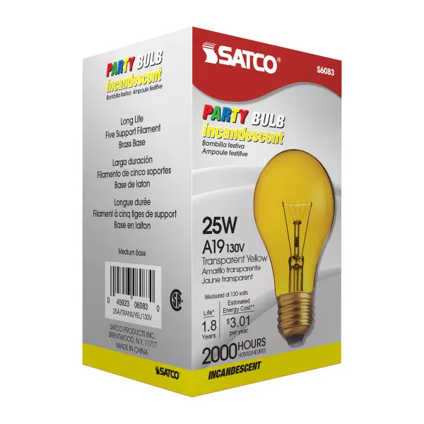 25 Watt A19 Incandescent - Transparent Yellow - 2000 Average rated hours - Medium base - 130 Volt - Image 7