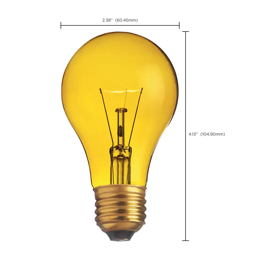 25 Watt A19 Incandescent - Transparent Yellow - 2000 Average rated hours - Medium base - 130 Volt - Image 8