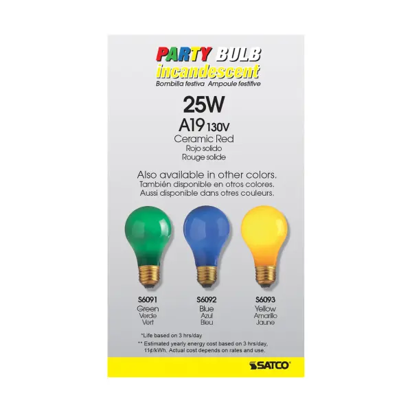 25 Watt A19 Incandescent - Ceramic Red - 1000 Average rated hours - 15 Lumens - Medium base - 130 Volt - Image 4
