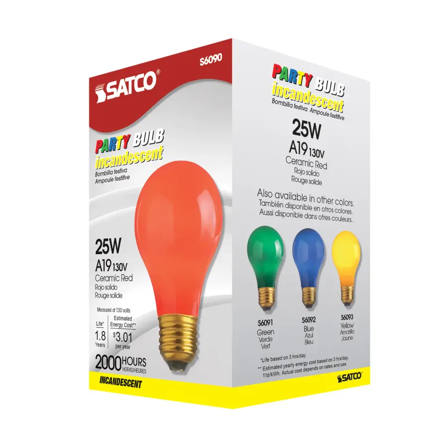 25 Watt A19 Incandescent - Ceramic Red - 1000 Average rated hours - 15 Lumens - Medium base - 130 Volt - Image 6