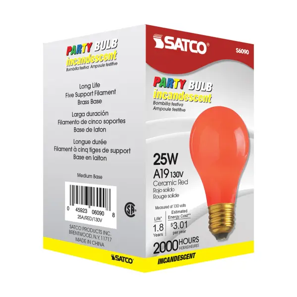25 Watt A19 Incandescent - Ceramic Red - 1000 Average rated hours - 15 Lumens - Medium base - 130 Volt - Image 7