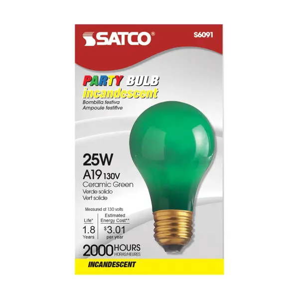 25 Watt A19 Incandescent - Ceramic Green - 1000 Average rated hours - 10 Lumens - Medium base - 130 Volt - Image 2