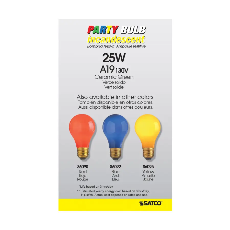 25 Watt A19 Incandescent - Ceramic Green - 1000 Average rated hours - 10 Lumens - Medium base - 130 Volt - Image 4