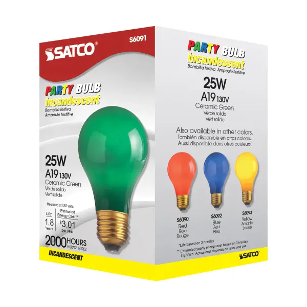 25 Watt A19 Incandescent - Ceramic Green - 1000 Average rated hours - 10 Lumens - Medium base - 130 Volt - Image 6
