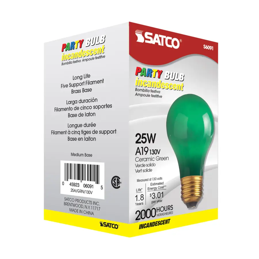25 Watt A19 Incandescent - Ceramic Green - 1000 Average rated hours - 10 Lumens - Medium base - 130 Volt - Image 7