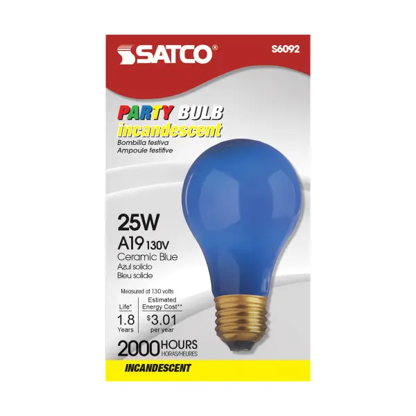 25 Watt A19 Incandescent - Ceramic Blue - 1000 Average rated hours - 80 Lumens - Medium base - 130 Volt - Image 2
