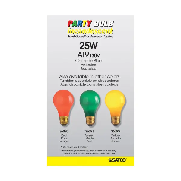 25 Watt A19 Incandescent - Ceramic Blue - 1000 Average rated hours - 80 Lumens - Medium base - 130 Volt - Image 4