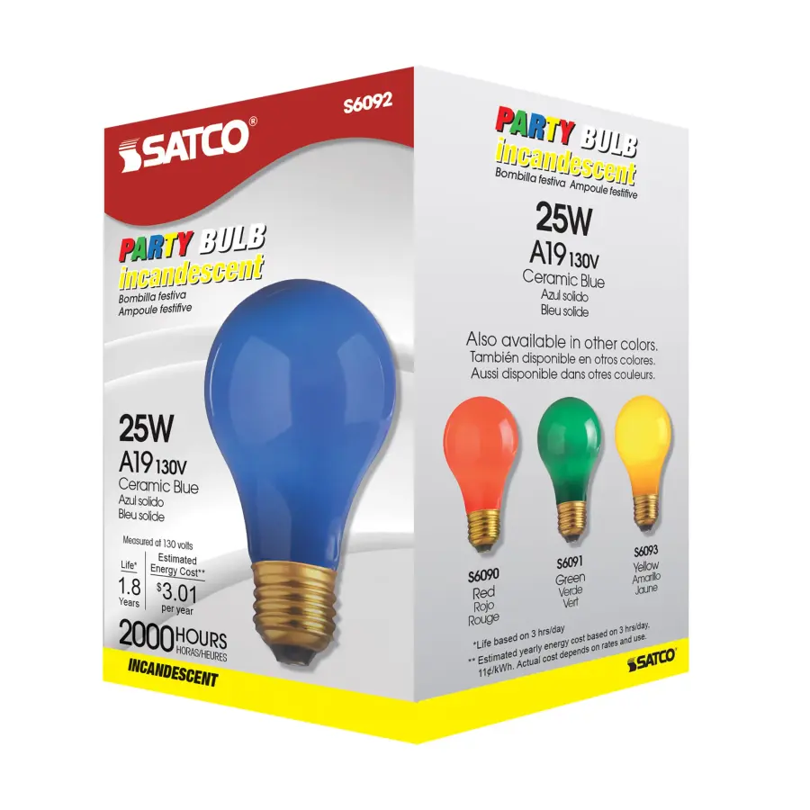 25 Watt A19 Incandescent - Ceramic Blue - 1000 Average rated hours - 80 Lumens - Medium base - 130 Volt - Image 6