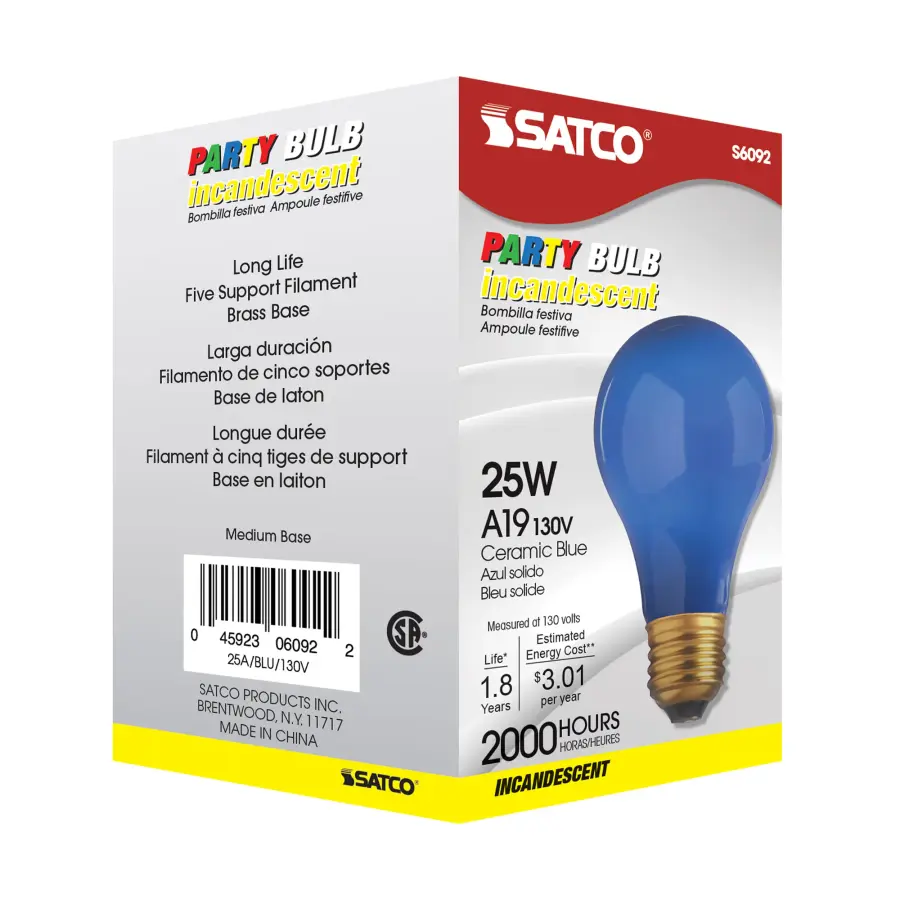 25 Watt A19 Incandescent - Ceramic Blue - 1000 Average rated hours - 80 Lumens - Medium base - 130 Volt - Image 7