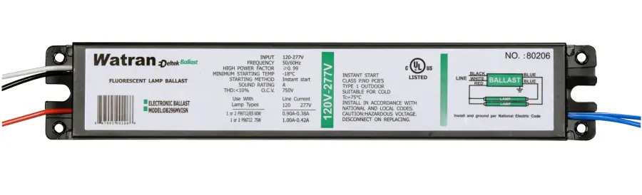 DB296MVISN BALLAST UNV: 1-2 - T12 Instant Start, Professional < 10% THD, Universal Voltage Ballast 120/277V