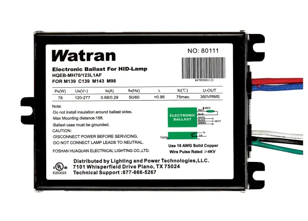 Electronic Ballast HQEB/MH70/123L1AF UNV RECTANGLE MC70 FCAN CMH70