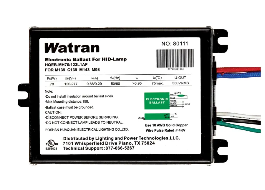 Electronic Ballast HQEB/MH70/123L1AF UNV RECTANGLE MC70 FCAN CMH70 - Image 1