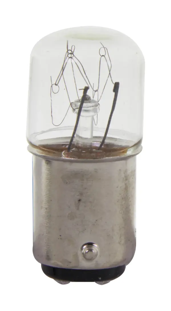 Satco's 6-watt/10-watt clear Incandescent miniature bulb features a double contact bayonet base and offers warm white light. This clear, miniature bulb has a 360 degree beam spread.