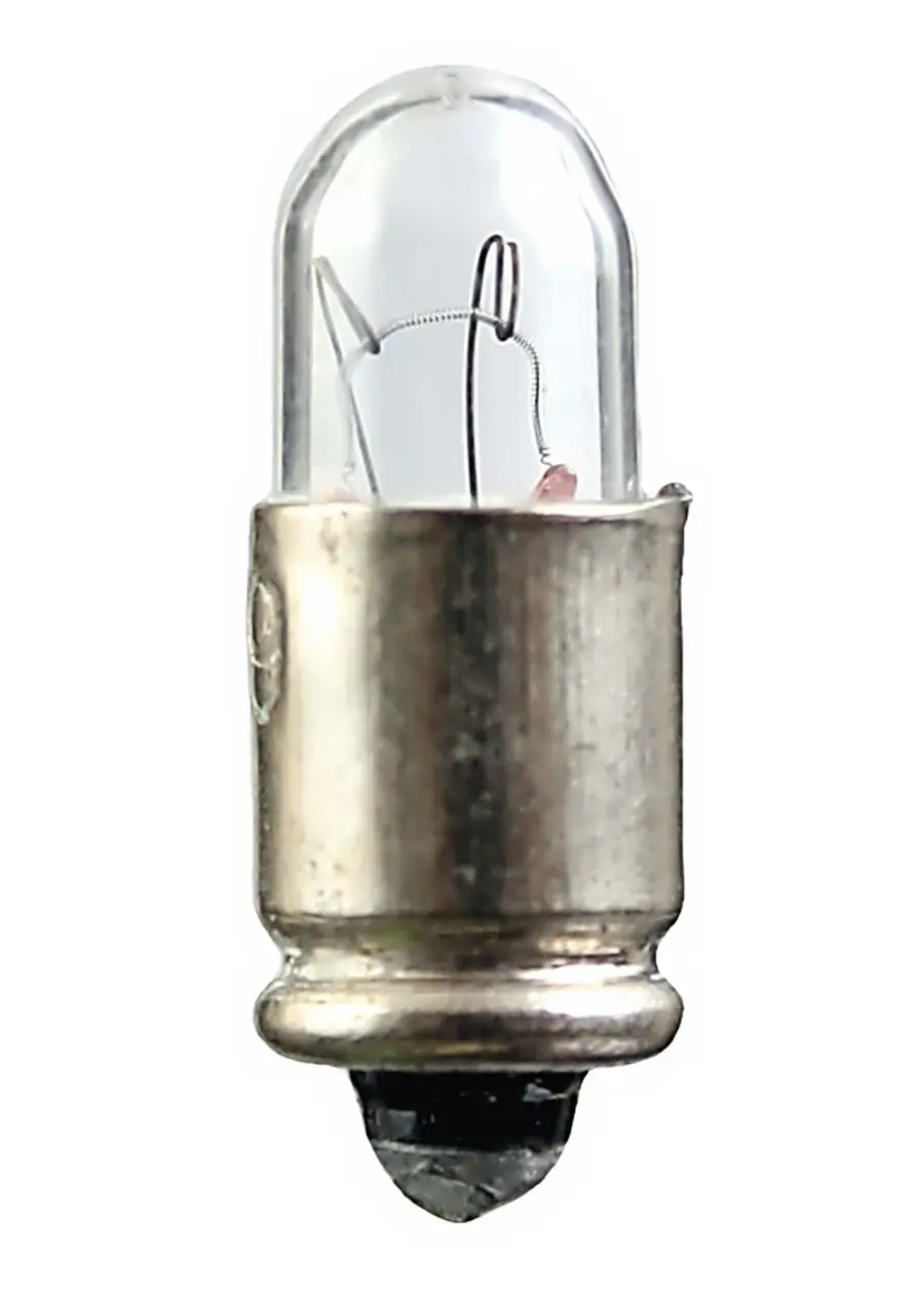 1.12 Watt - Miniature - T3-1/4 - Clear - 7000 Average rated hours - Midget Grooved base - 28 Volt