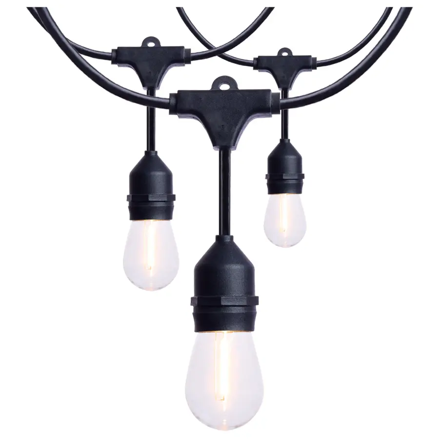 24 Foot LED String Light - 12-S14 Lamps - 2700K CCT - Black - 120 Volt - Image 1