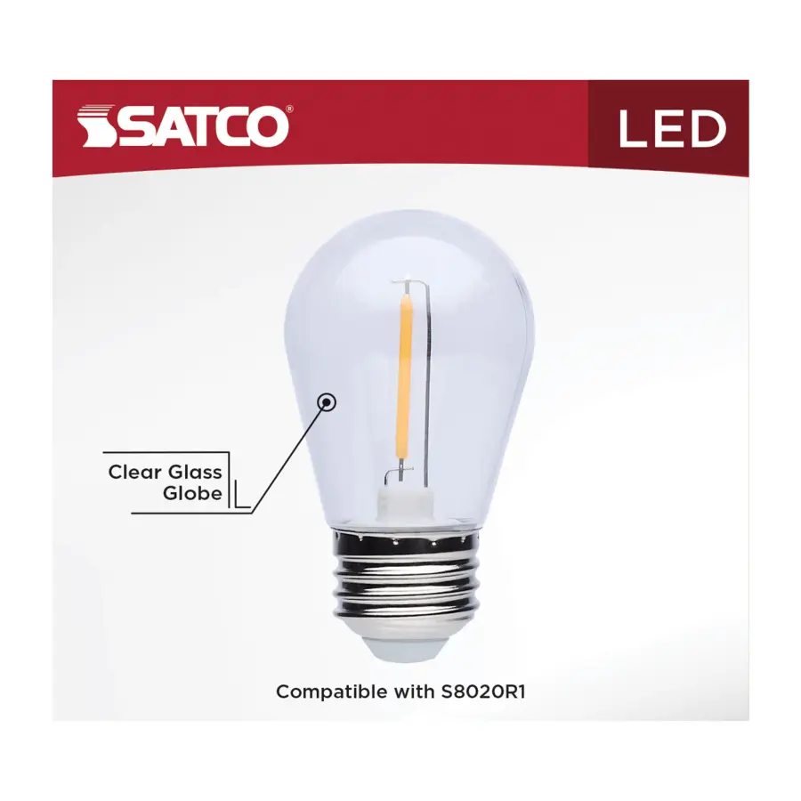 S14 LED String Light Replacement Lamp - Medium Base - 2700K - Clear - 120 Volt - 4-Pack - Image 4