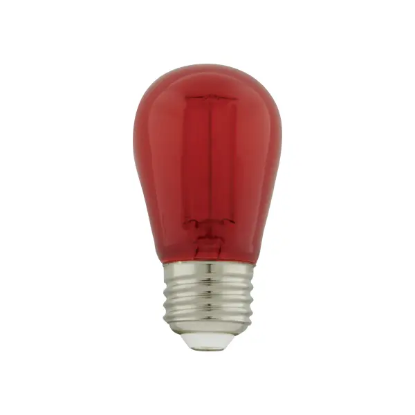 1 Watt - S14 LED Filament - Red Transparent Glass Bulb - E26 Base - 120 Volt - Non-Dimmable - Pack of 4 - Image 1