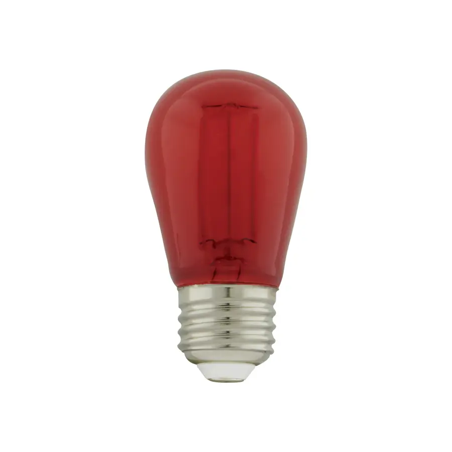 1 Watt - S14 LED Filament - Red Transparent Glass Bulb - E26 Base - 120 Volt - Non-Dimmable - Pack of 4 - Image 1