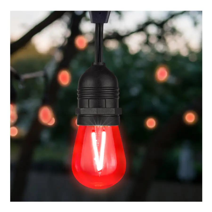 1 Watt - S14 LED Filament - Red Transparent Glass Bulb - E26 Base - 120 Volt - Non-Dimmable - Pack of 4 - Image 10