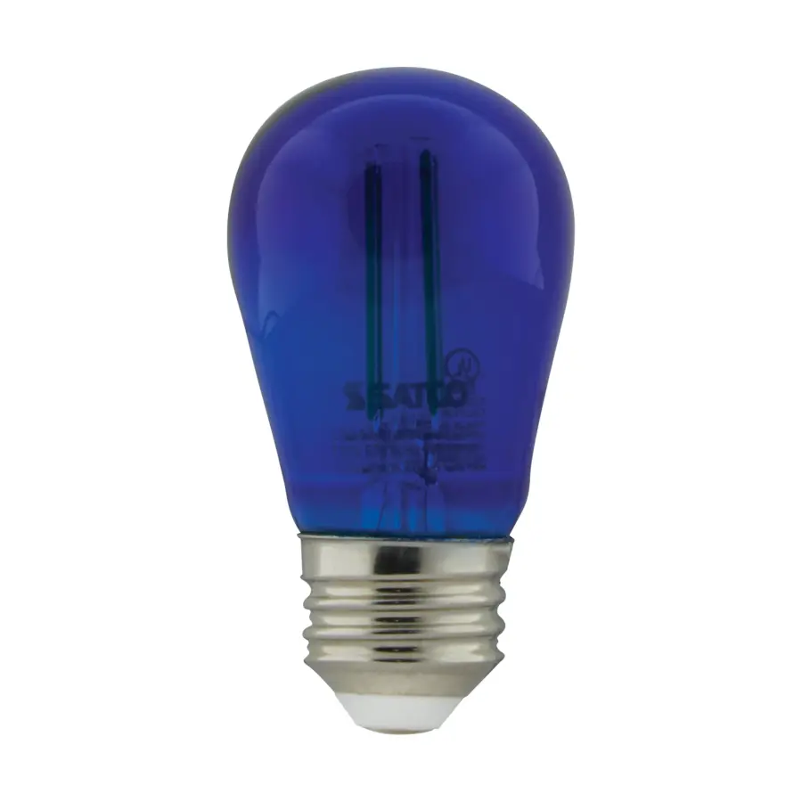 1 Watt - S14 LED Filament - Blue Transparent Glass Bulb - E26 Base - 120 Volt - Non-Dimmable - Pack of 4 - Image 1