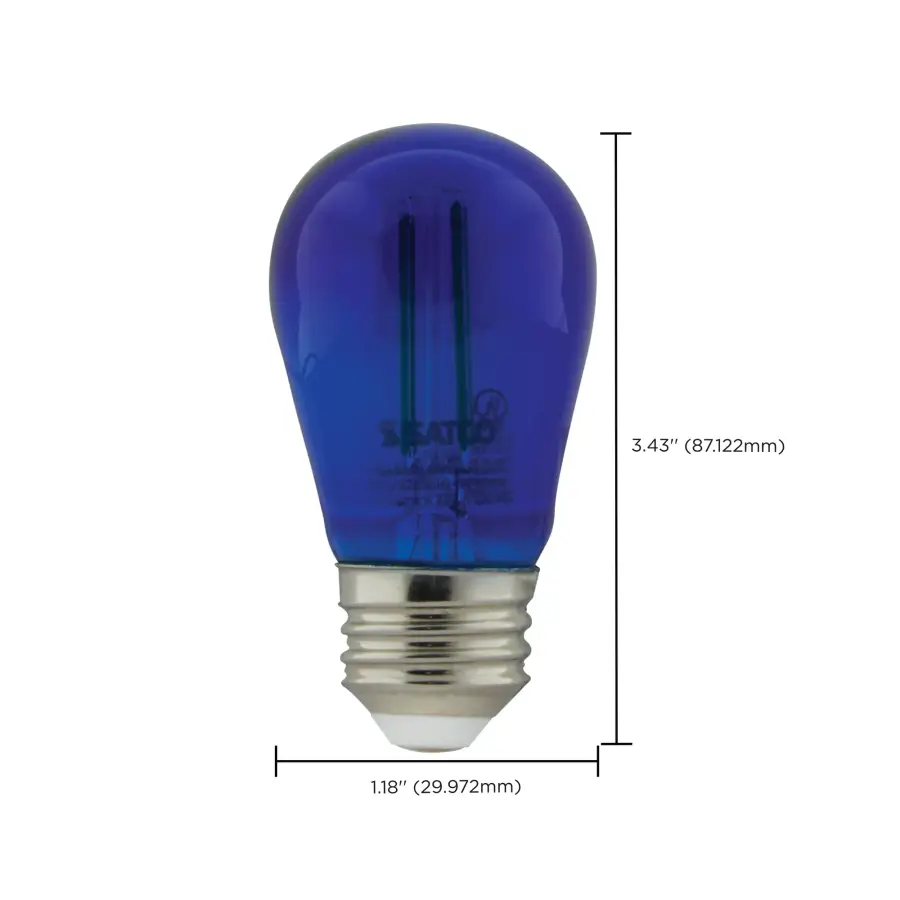 1 Watt - S14 LED Filament - Blue Transparent Glass Bulb - E26 Base - 120 Volt - Non-Dimmable - Pack of 4 - Image 9