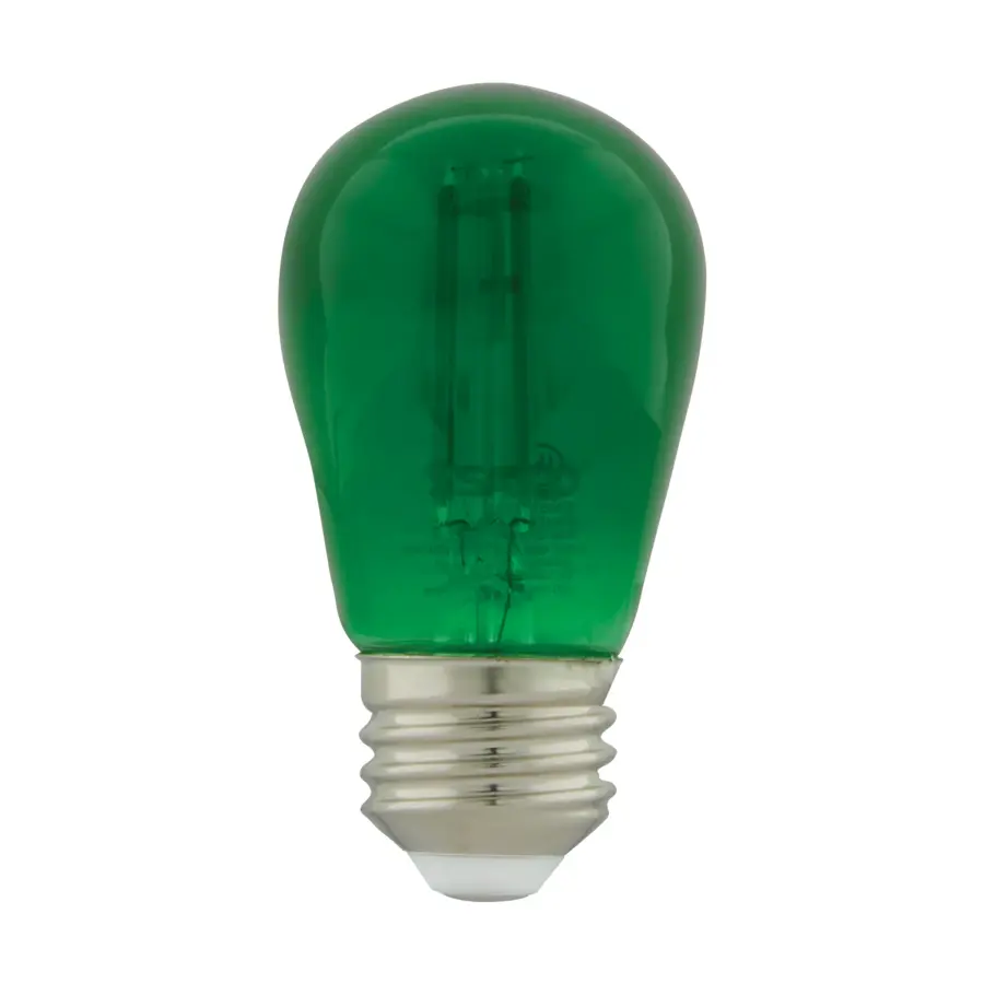1 Watt - S14 LED Filament - Green Transparent Glass Bulb - E26 Base - 120 Volt - Non-Dimmable - Pack of 4 - Image 1