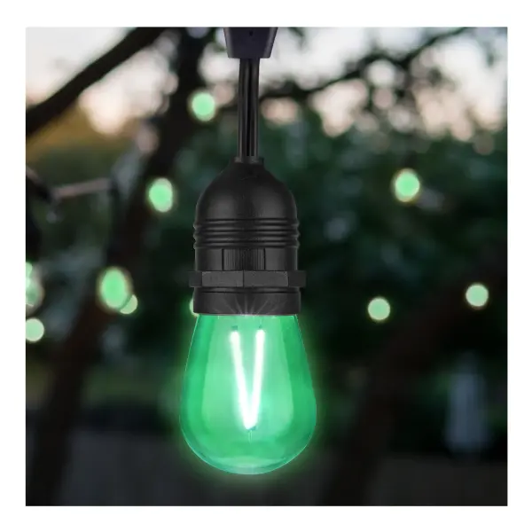 1 Watt - S14 LED Filament - Green Transparent Glass Bulb - E26 Base - 120 Volt - Non-Dimmable - Pack of 4 - Image 10