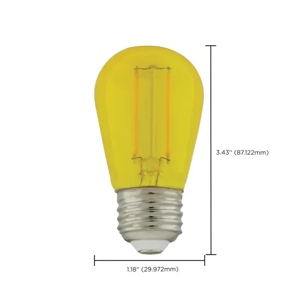 1 Watt - S14 LED Filament - Yellow Transparent Glass Bulb - E26 Base - 120 Volt - Non-Dimmable - Pack of 4 - Image 9