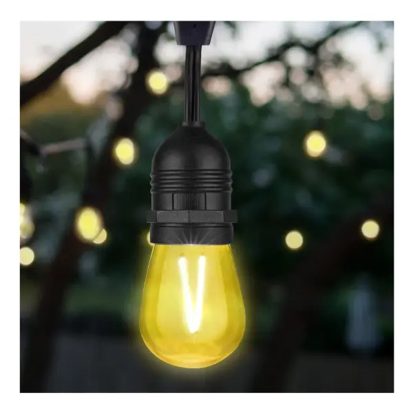 1 Watt - S14 LED Filament - Yellow Transparent Glass Bulb - E26 Base - 120 Volt - Non-Dimmable - Pack of 4 - Image 10