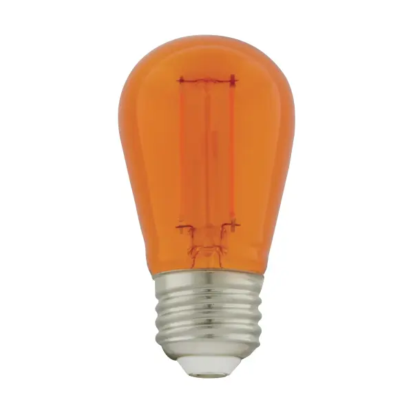 1 Watt - S14 LED Filament - Orange Transparent Glass Bulb - E26 Base - 120 Volt - Non-Dimmable - Pack of 4 - Image 1