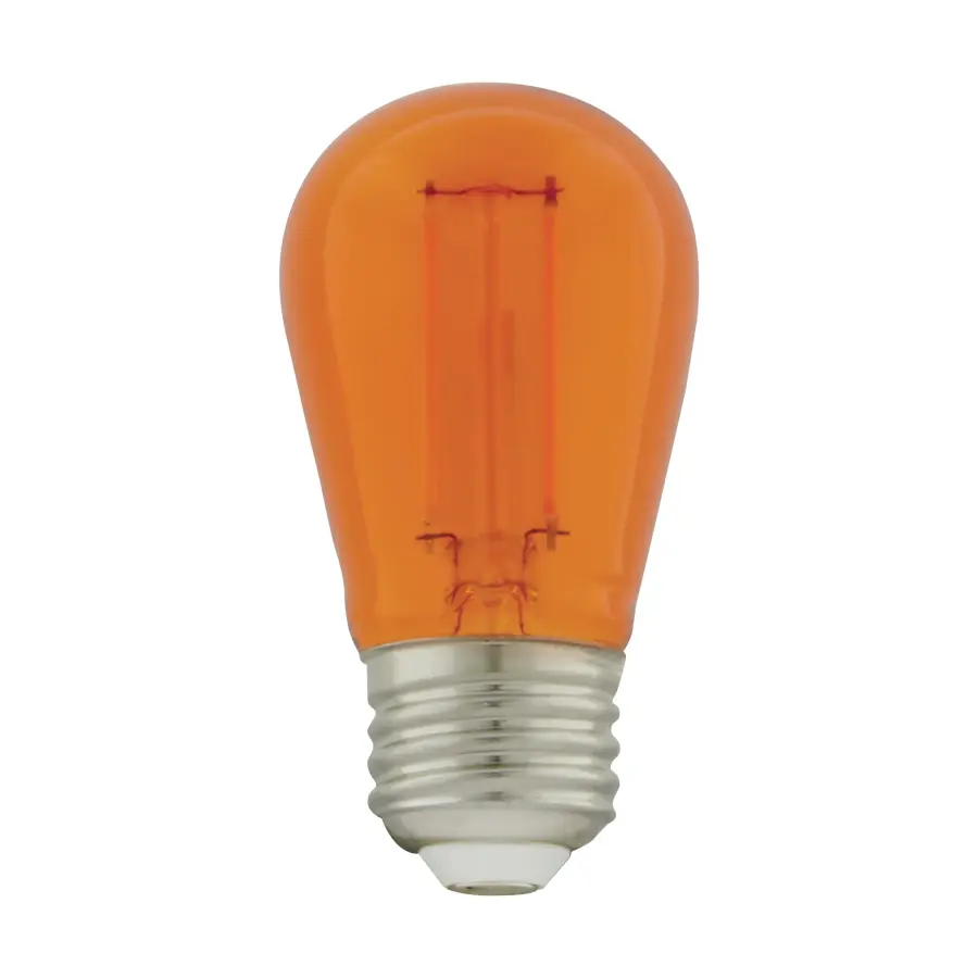 1 Watt - S14 LED Filament - Orange Transparent Glass Bulb - E26 Base - 120 Volt - Non-Dimmable - Pack of 4 - Image 1