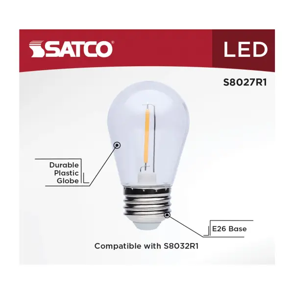 S14 LED String Light Replacement Lamp - Medium Base - 2200K - Clear - 120 Volt - 4-Pack - Image 4