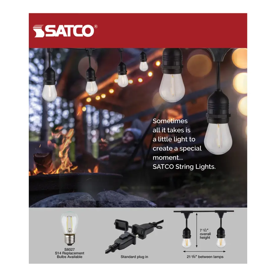 24Ft - LED String Light - Includes 12-S14 bulbs - 2200K - 120 Volts - Image 7