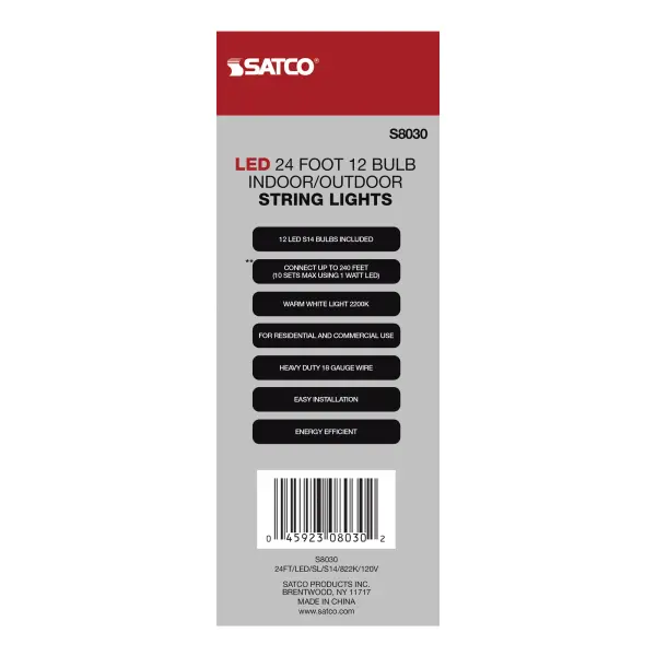 24Ft - LED String Light - Includes 12-S14 bulbs - 2200K - 120 Volts - Image 8