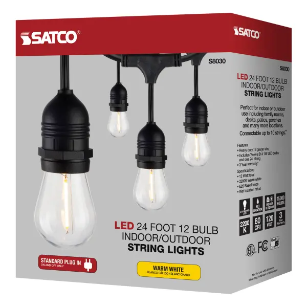 24Ft - LED String Light - Includes 12-S14 bulbs - 2200K - 120 Volts - Image 10