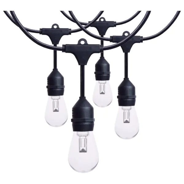 SATCO's String Lights with Remote Control offer the versatility to choose from warm to cool white light, as well as a variety of colors all with the click of a button. Integrated hooks and standard outlet plug-in make these string lights easy to install to quickly customize your space. Set the mood for any space from patio to party room with a tailored lighting experience. Connect additional units to make one continuous strand to illuminate larger spaces. - alternate view