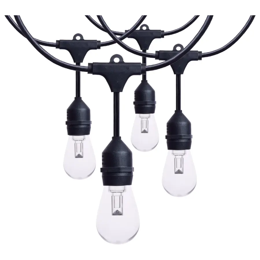 24 Foot LED String Light - 12-S14 Lamps - Medium Base - RGBTW - Infrared Remote - Black - 120 Volt - Image 2