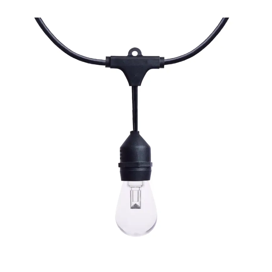 24 Foot LED String Light - 12-S14 Lamps - Medium Base - RGBTW - Infrared Remote - Black - 120 Volt - Image 3