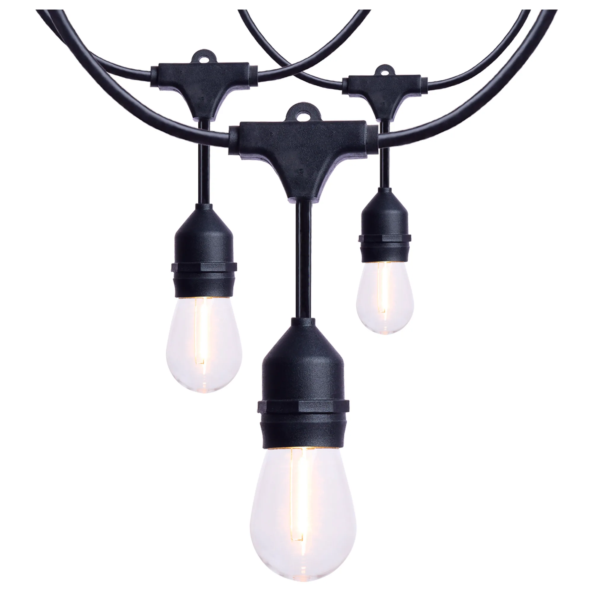 60 Foot LED String Light - 24-S14 Lamps - Medium Base - 2200K CCT - Black